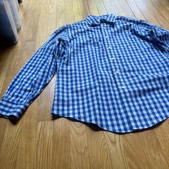 Brooks Brothers Size L Blue White Check Non Iron Supima Cotton Button Up Shirt - Picture 6 of 12
